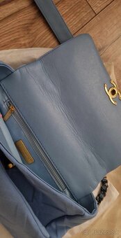 Nová luxusná CHANEL flap bag nebeska modra jahňacia koža - 3
