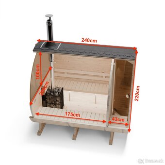 ZÁHRADNÁ SUDOVÁ SAUNA 240 cm 2KRp (Panorama) - 3
