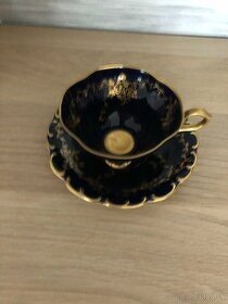 LINDNER Bavorský porcelán kobaltová šálka s podšálkou - 3
