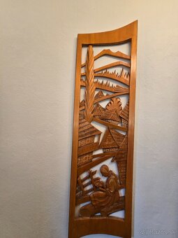 Drevený obraz slovenská dedina - 3