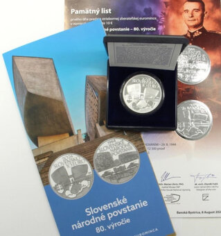 10€ minca 80. výročie SNP v BK + Proof + PL (euro mince) - 3