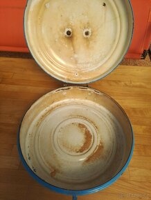 Starožitný modrý smaltovaný chlebník - 3