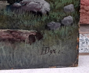 Starý obraz horská krajina dat. 1897 - 3