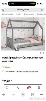 Detská domčeková posteľ s matracom - 3