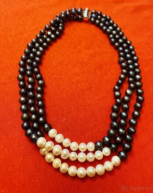 Trojradový perlový náhrdelník - pravé perly - 3