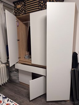 Šatníková skriňa biela/dub - 3