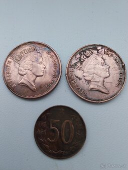 Predám 2× Anglické 2 pence,1× 50hal,a dva×1kcs - 3