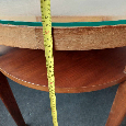 dreveny konferencny stolik so sklom.malovany obraz macky - 3