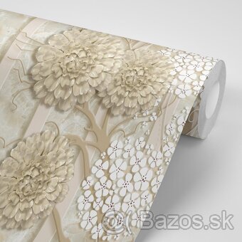 Béžová tapeta s kvetmi - 300 x 270 cm - 3