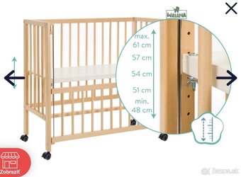 Drevená prístavná postieľka s kolieskami - 3