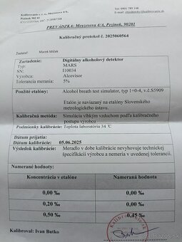 Predám alkohol tester MARS - 3