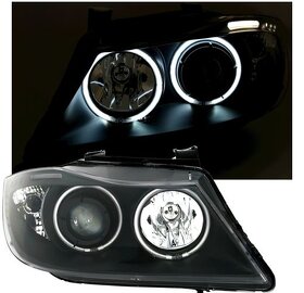 BMW E90, E91 predné svetlá CCFL Angel Eyes čierne, nové - 3