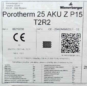 Tehly POROTHERM 25 AKU Z P15 - 3