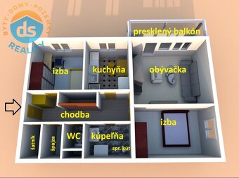 Na predaj byt 3+1, balkón, 64 m2, Trenčianske Teplice, Štvrť - 3