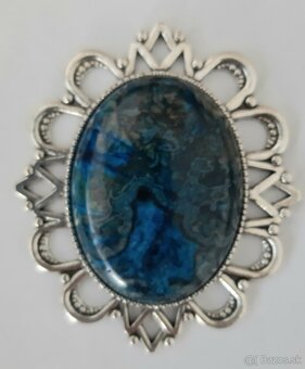 Brošne - polodrahokamy- achát, jadeit jantárový - 3