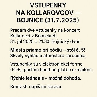 Vstupenky na Kollárovcov BOJNICE (31.7.2025) - 3