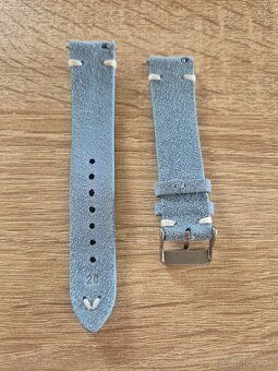 kožený remienok suede semiš 20mm bledo modry - 3