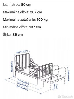 Rastúca detská posteľ, nastaviteľná dĺžka 130-200cm - 3