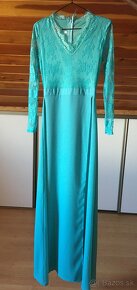 Tyrkysové šaty veľ. XS - S / 34 - 36 - 3