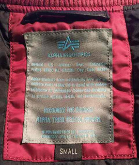 Bunda ALPHA INOUSTRIES - veľkosť Small - 3