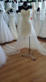Krátke svadobne šaty s odopinatelnou večkou - 3
