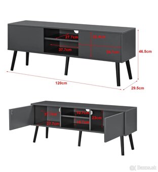 Tv stolik antracit + čierne nožičky - 3