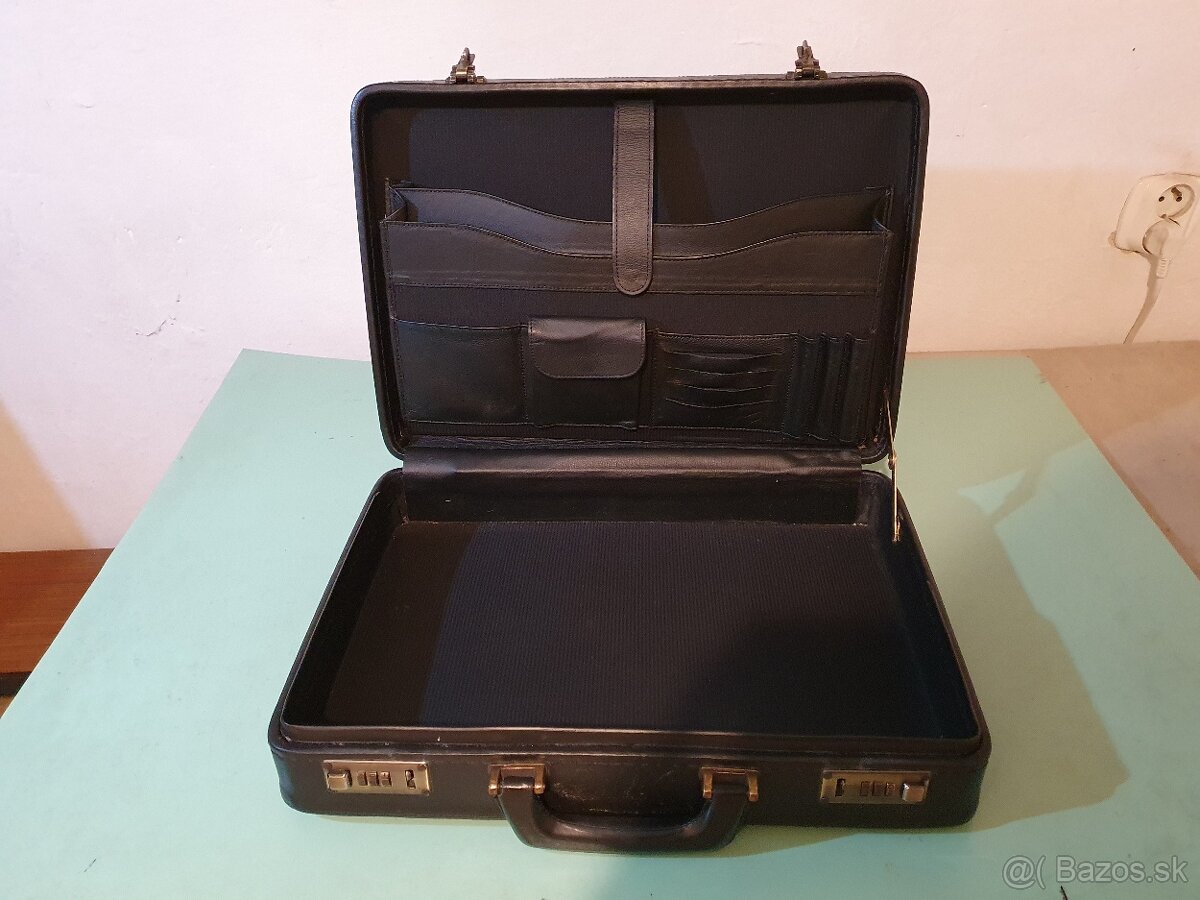 Kožený retro kufor s dvoma kódovými zámkami - 4