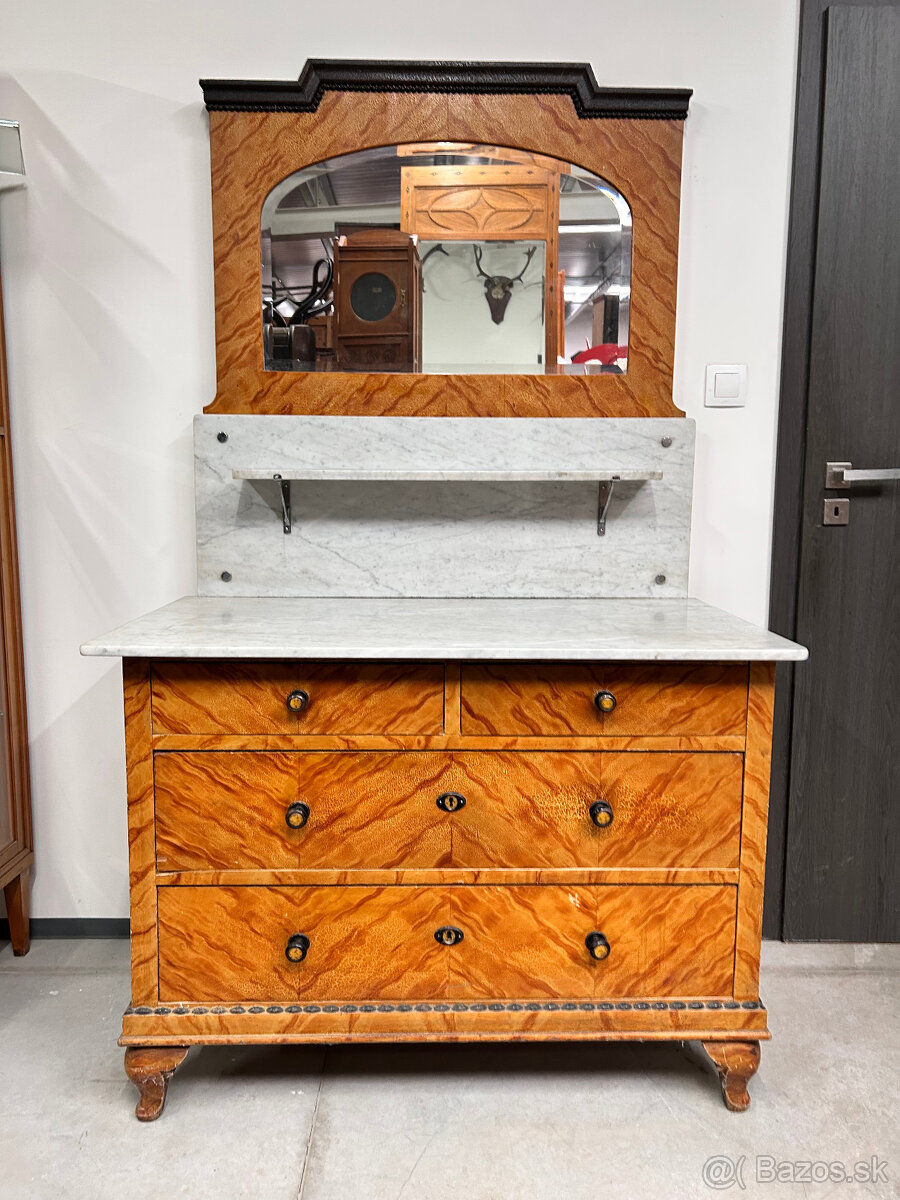 Secesná komoda s mramorom + stolíky - 4