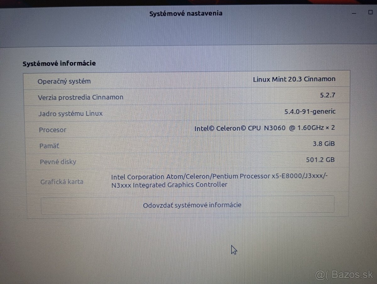 predám Hp 250 g6 + 4gb ram + 500gb hdd + LINUX MINT - 4