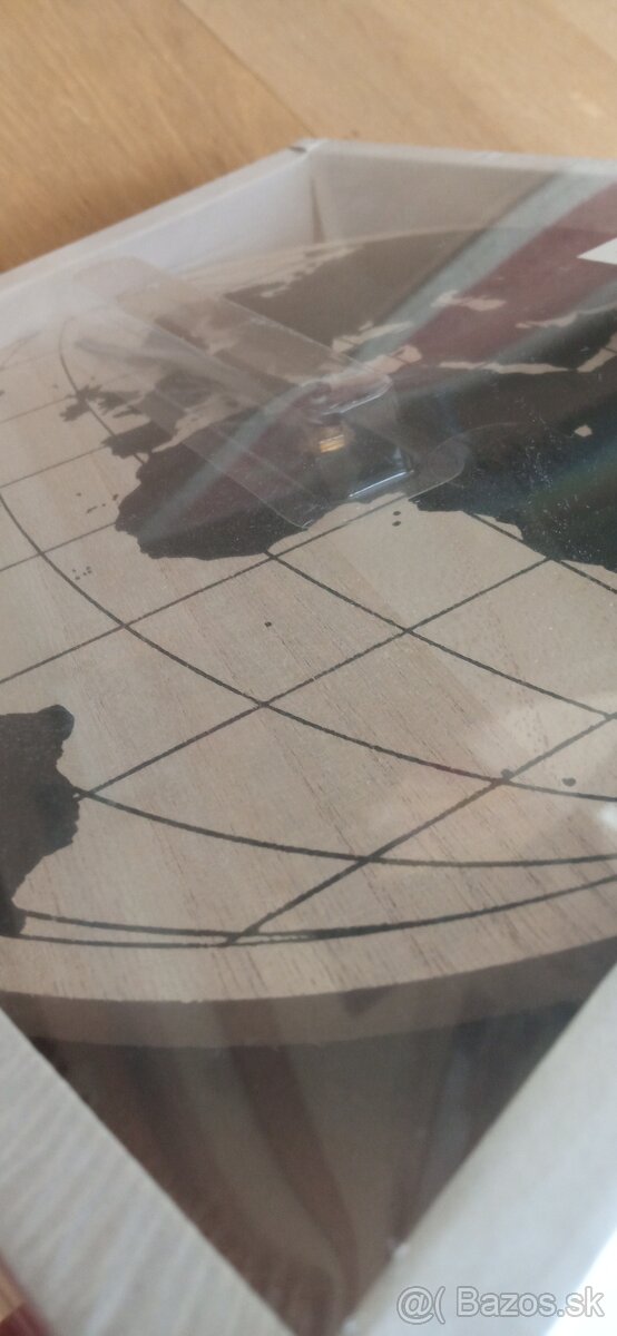 Drevené hodiny zemeguľa mapa sveta - 4