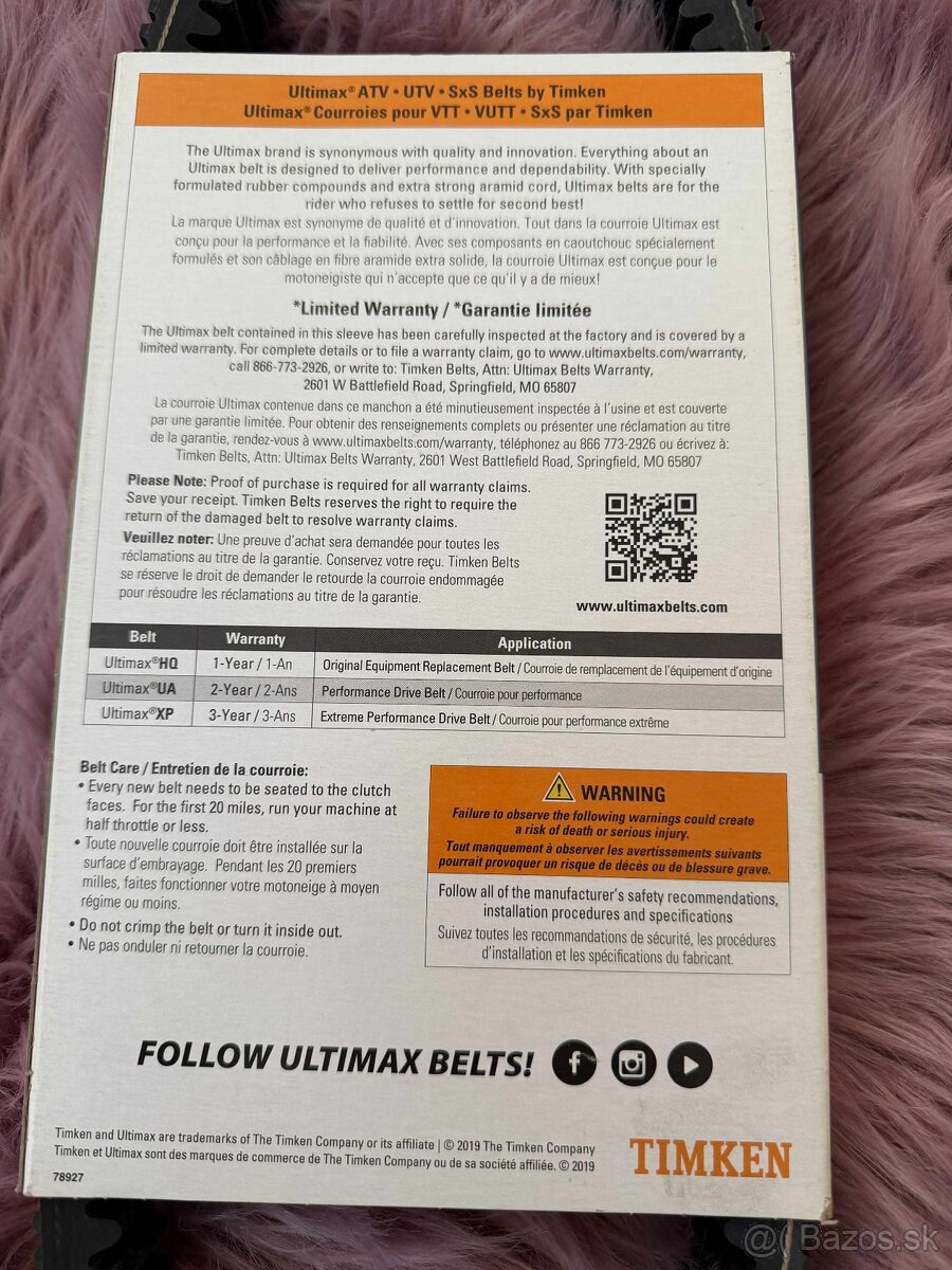 Variátorový remeň Ultimax UA446 – nový - 4