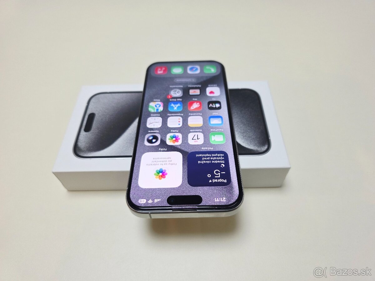 APPLE IPHONE 15 PRO 128GB WHITE TITANIUM, BATERKA 100% - 4