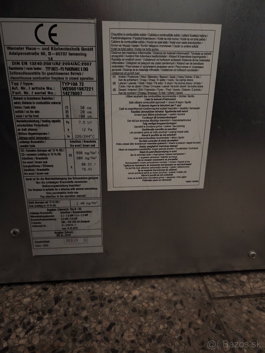 Pec Wamsler TYP 198-72 – liatinová krbová pec, 7,5 kW - 4