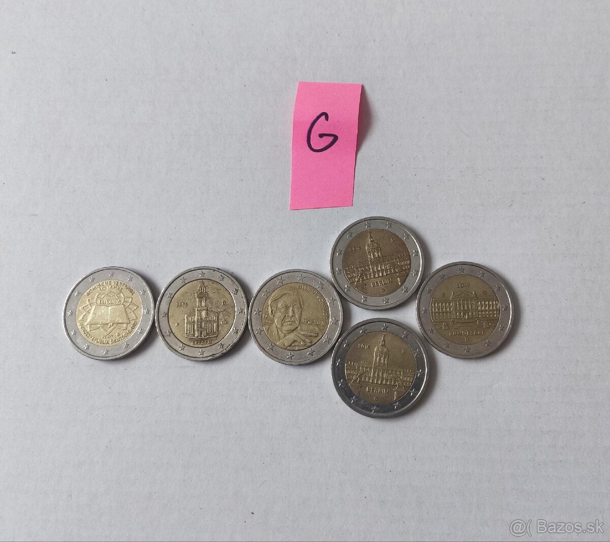 2 € pamätné mince z obehu Nemecko A,D,F,G,J - 4