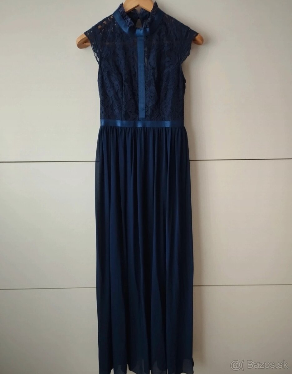 Kráľovské modré spoločenské šaty - 4