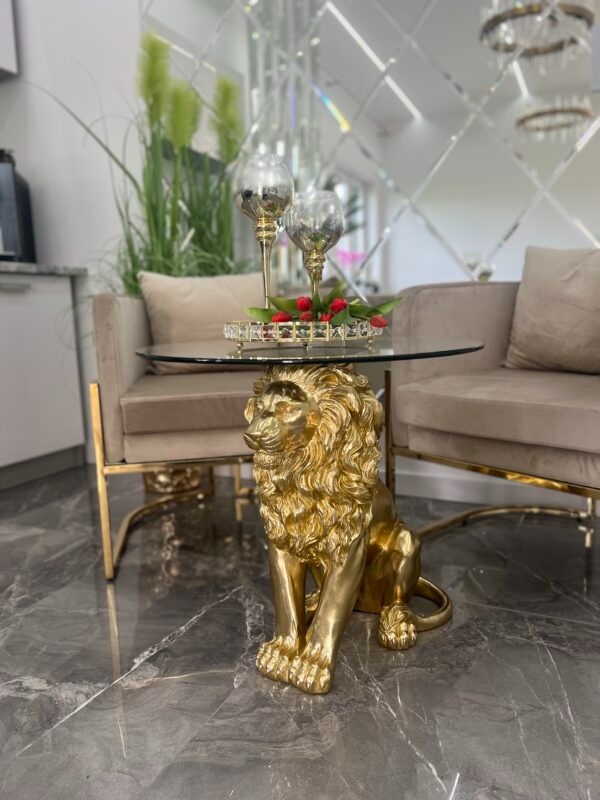 Kávový stolík newyorský zlatý Lev Premium 60x60x62 - 4