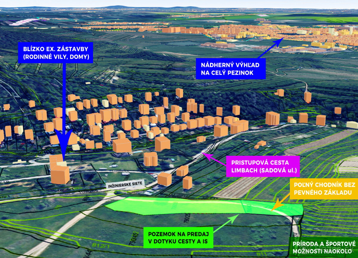 Pozemok LIMBACH, PRI CESTE blízko LUXUSNÝCH RD - VÝHĽAD, IS - 4