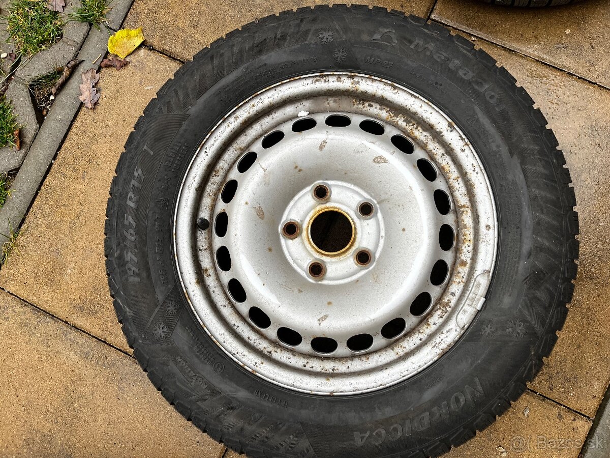 Plechové disky R15 5x112 + Zimné pneu 195/65 - 4