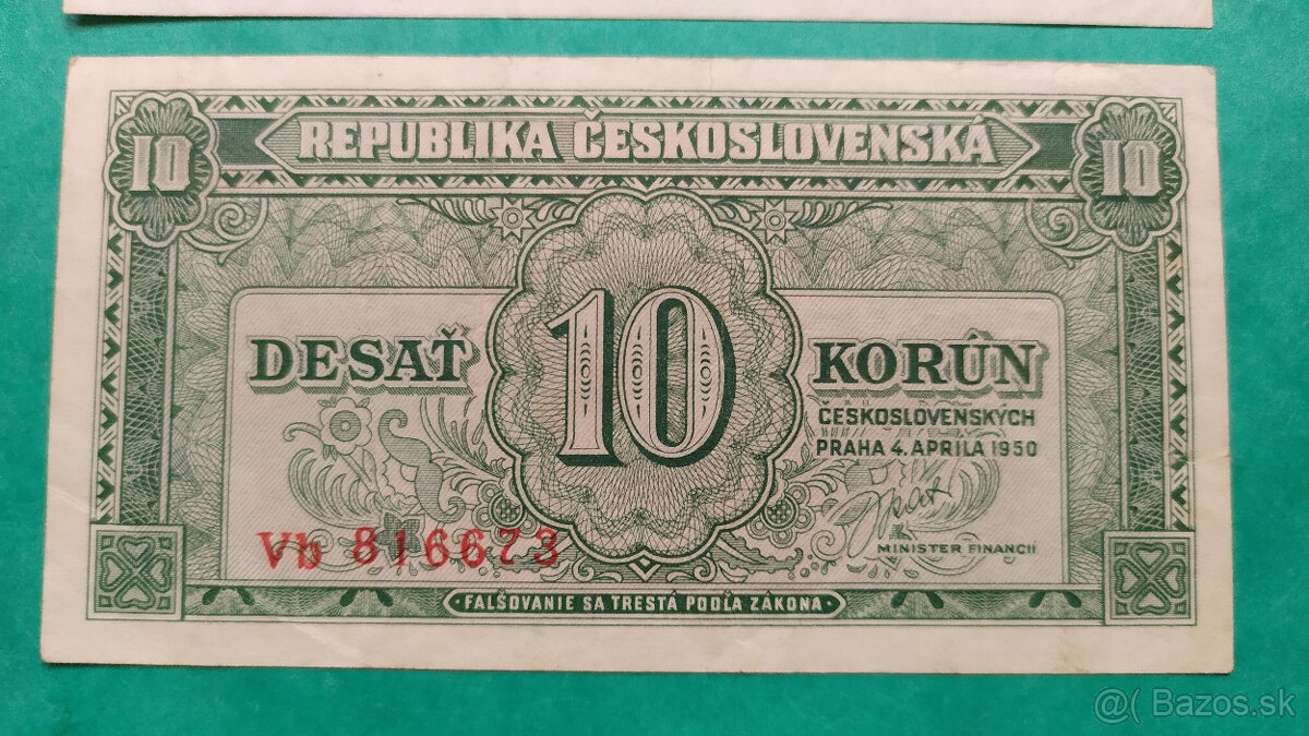 10 Kčs 1945 a 1950 - 4