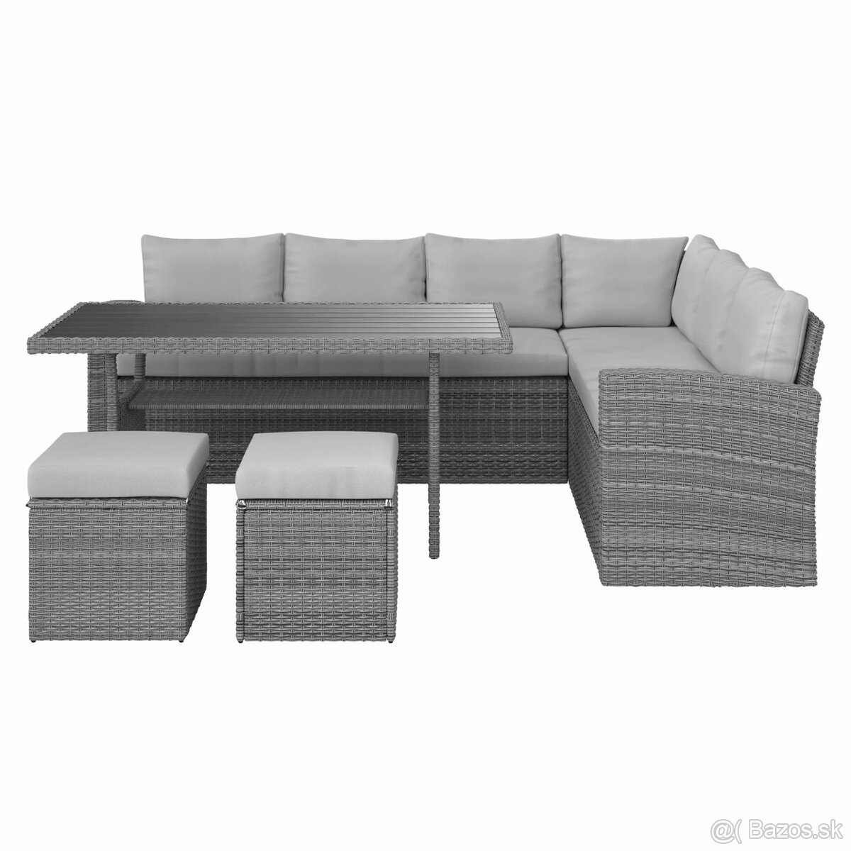 NOVÝ RATANOVÝ ROHOVÝ SET DO ZÁHRADY KOMPLET STOL + TABURETY - 4