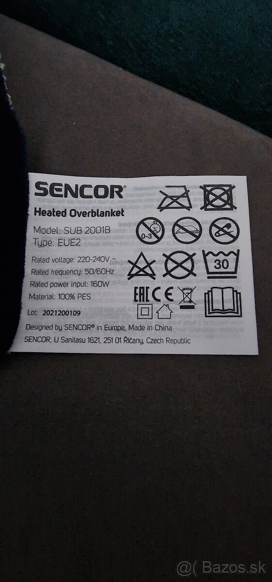 Predám vyhrievanu deku SENCOR SUB 2001B - 4