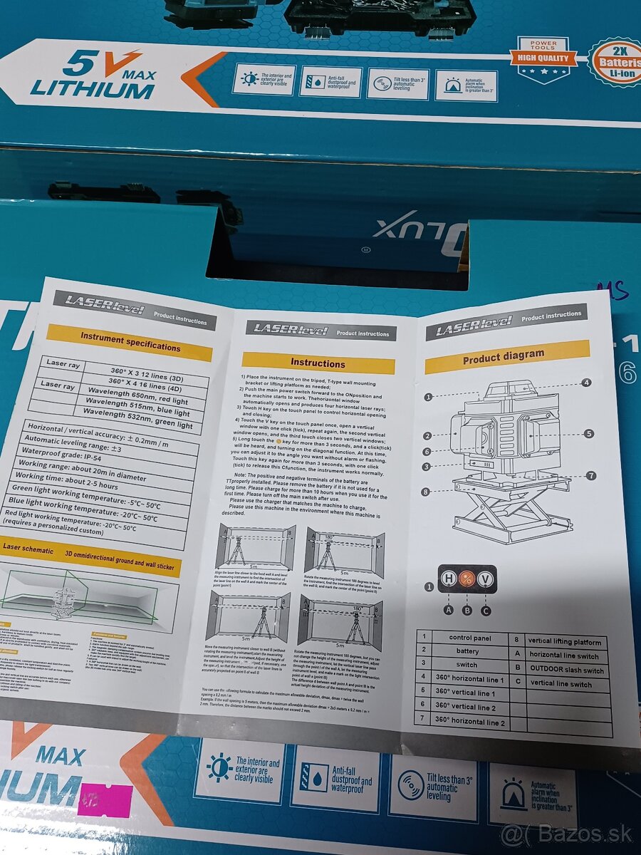 PREDAM LASER 4 BODOVY SO STOJANOM.2X BATERIE 5AH - 4