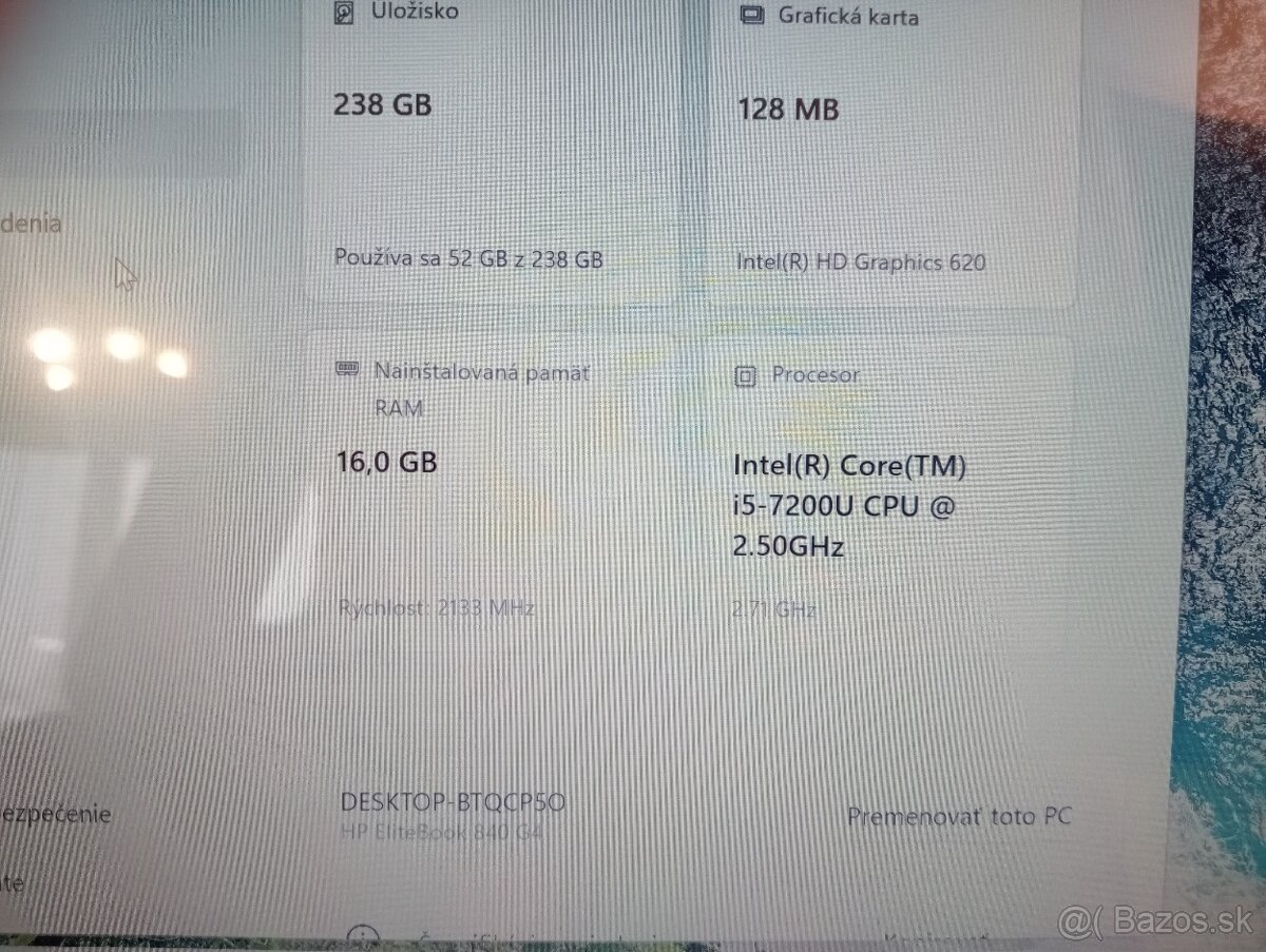 predám Hp 840 G4 , Intel core i5, 16gb ram ,dotykový displej - 4