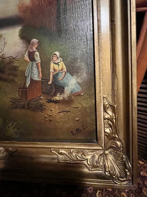 Velmi stary malovany obraz v nadhernom rame - - 4