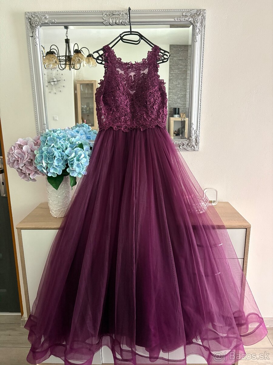 Fialové spoločenské šaty 38/M - 4