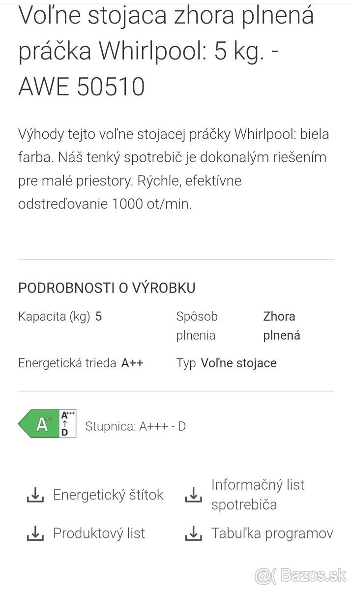 Predám fukčnú práčku Whirlpool - 4