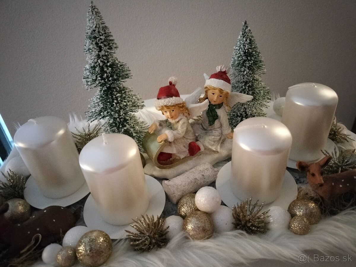Vianočný svietnik s anjelmi na sánkach - 4