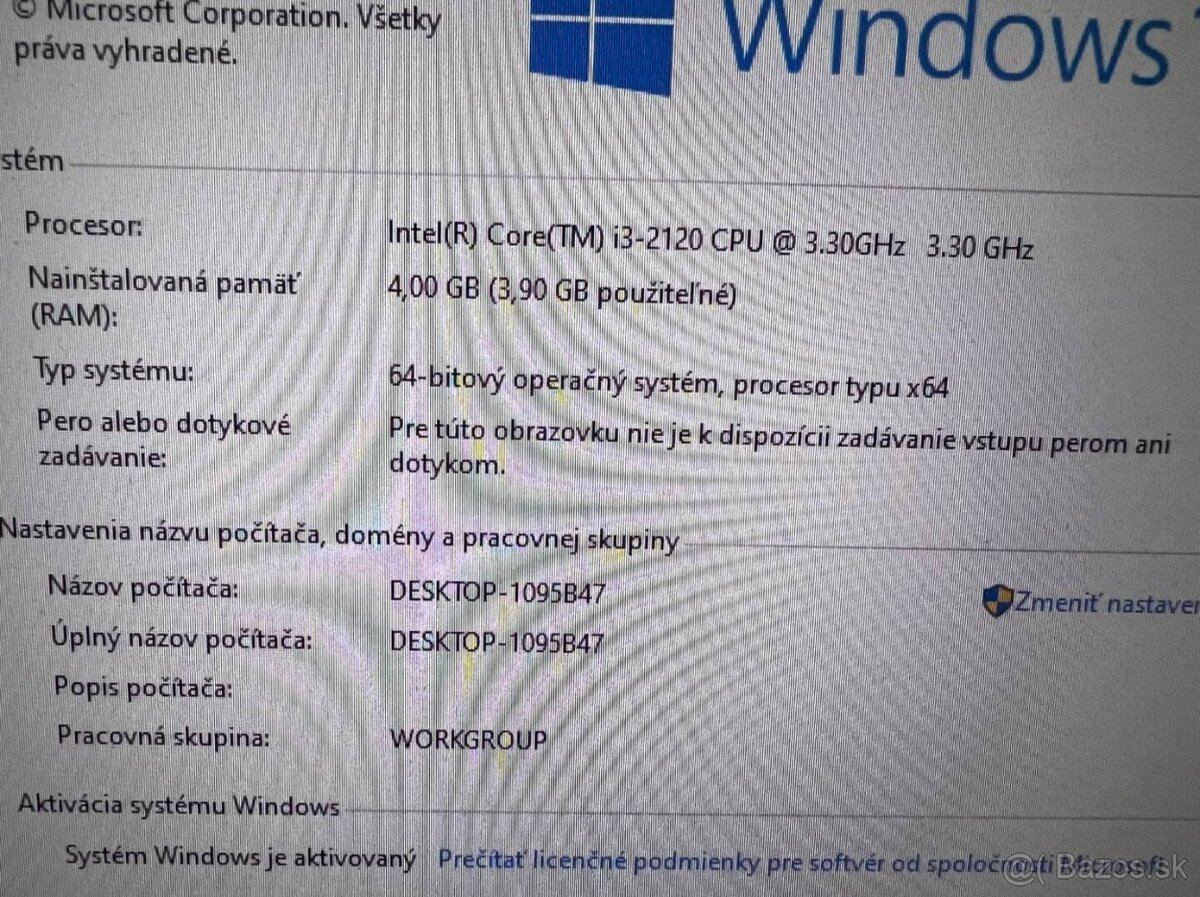 Počítač DELL.Intel i3-2120 2x3,30GHz.4gb ram.250gb HDD - 4