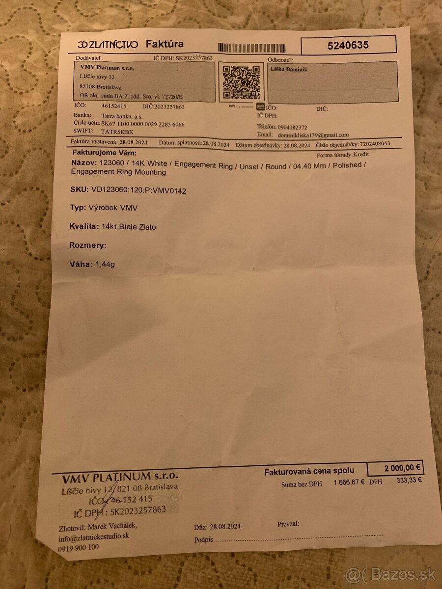 Zasnubny prsten 14k biele zlato, 0,34 carat - 4