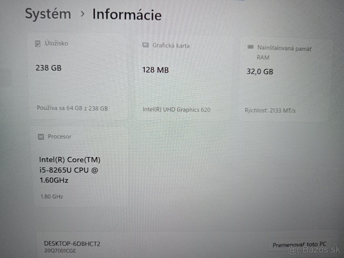Lenovo thinkpad L590 ,Intel(R) Core™i5 , 32gb ram ,256gb ssd - 4